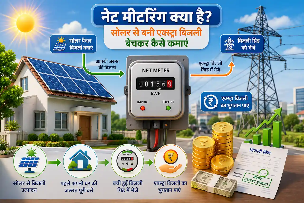नेट मीटरिंग क्या है? सोलर से बनी एक्स्ट्रा बिजली बेचकर कैसे कमाएं